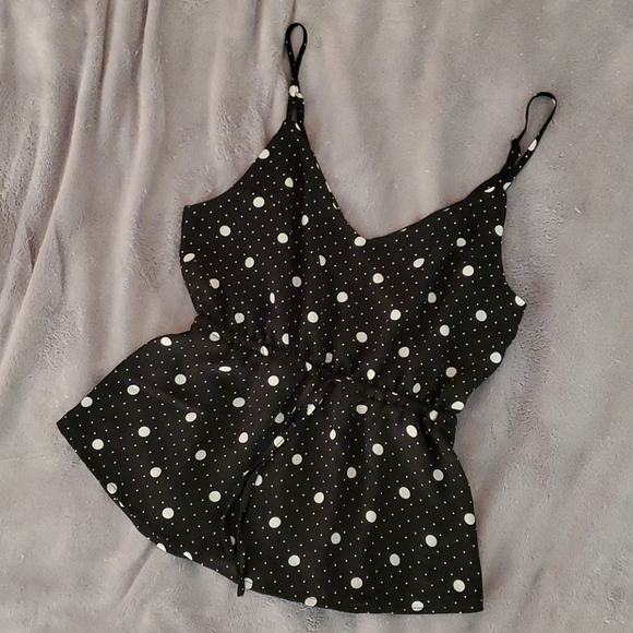 Black and white polka dot summer top - Picture 1 of 4